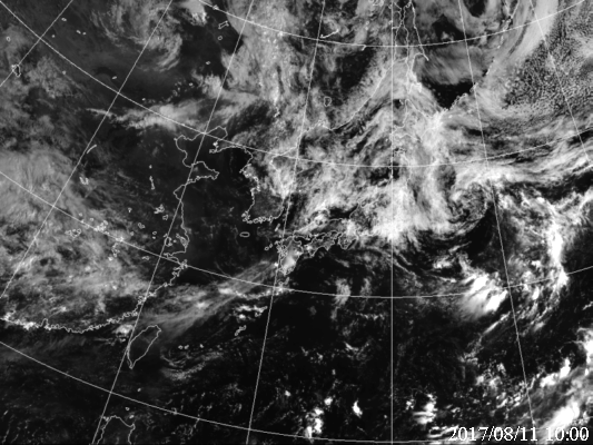 2017年8月11日10時の気象衛星可視画像