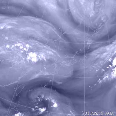 2018年9月19日09時の気象衛星水蒸気画像