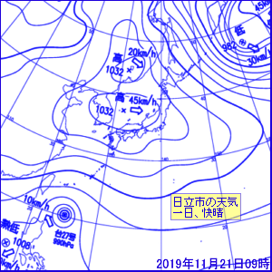2019年11月21日09時の地上天気図