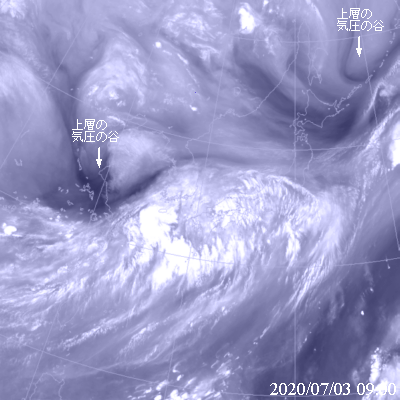 2020年7月3日09時の気象衛星水蒸気画像