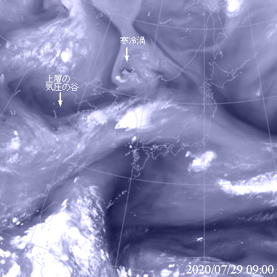 2020年7月29日09時の気象衛星水蒸気画像